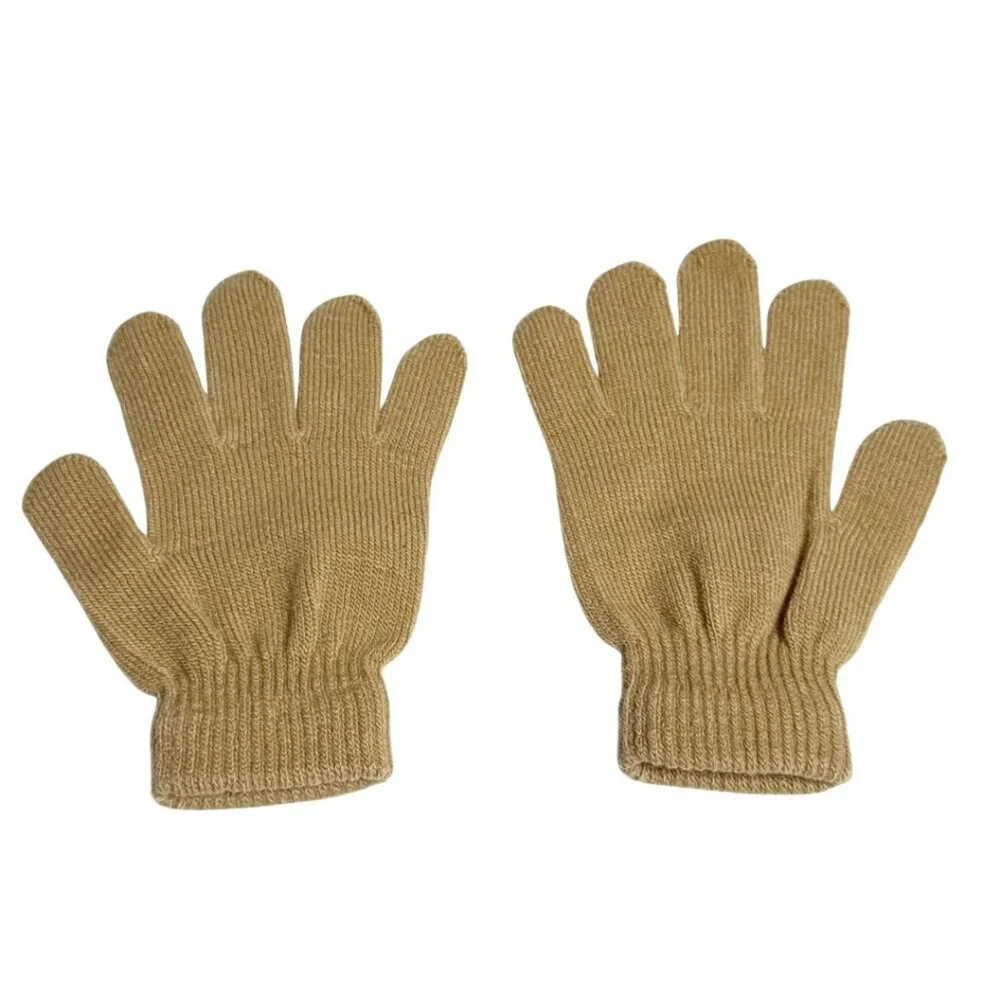 Beige Tan Womans Small Knit Gloves Minimalist Warm Comfy Winter Normcore